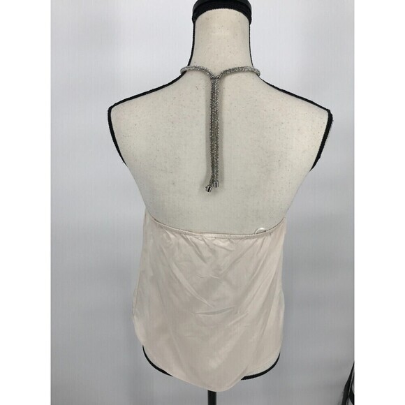 H&M Top Women Cream Rhinestone Strap Halter Neck Top Sleeveless Tank Size Xsmall - Picture 7 of 8